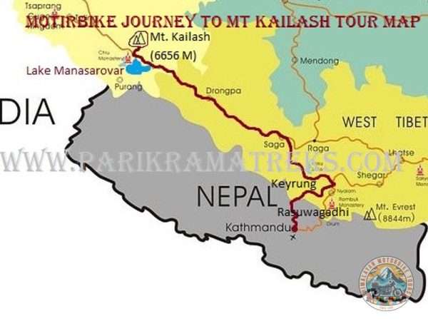 Tibet Motorbike Tour Map